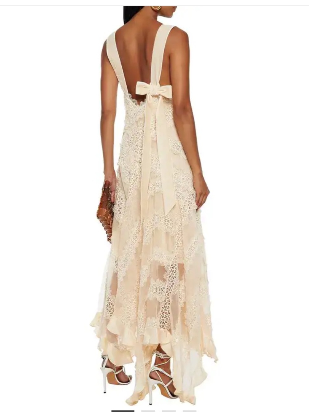 ZIMMERMANN size 3 Bow-Embellished
Crocheted Lace And Silk-Organza Dress/Gown